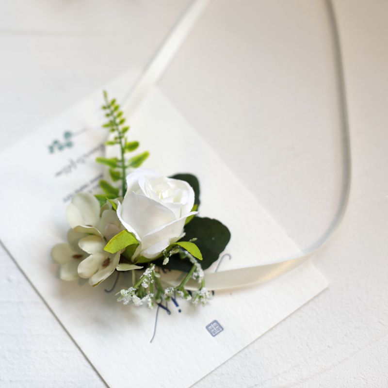 Romantic rose wrist flower accessory for bridal party styling