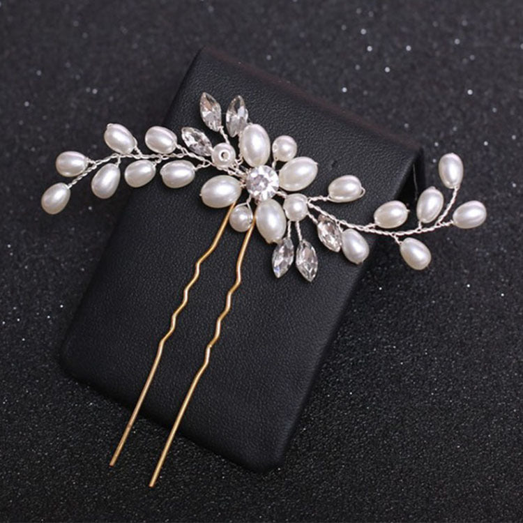 Odette pearl and crystal wedding hair pin