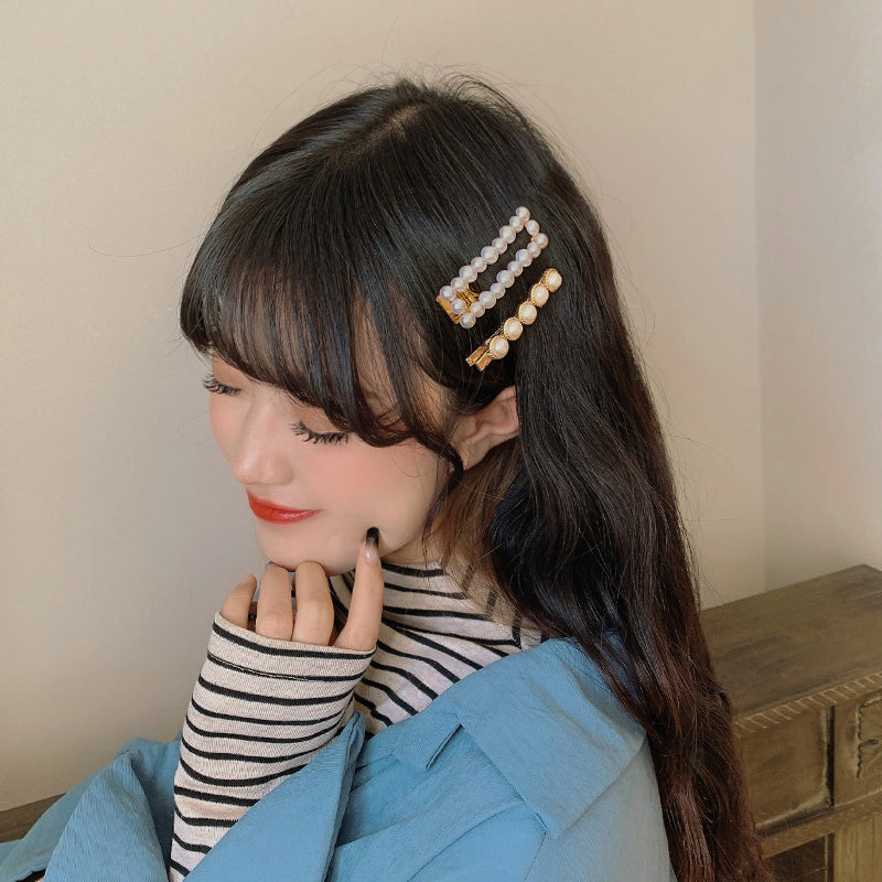 White pearl gold bridal side hair clip