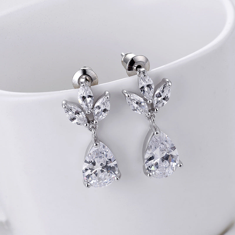 Isla silver tone crystal teardrop bridal earrings