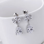 Isla silver tone crystal teardrop bridal earrings