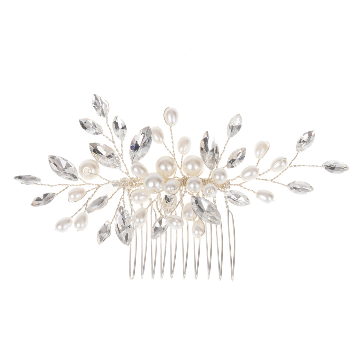 Camille metal bridal comb with pearl details