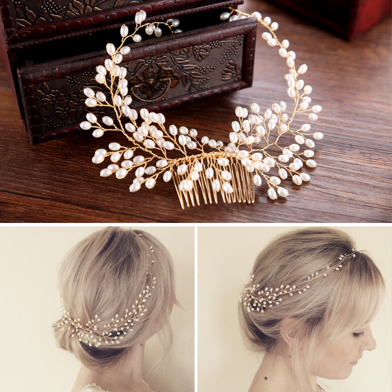 Pearl Leaf bridal hair vine - product image 6