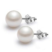Classic shell pearl stud earrings in white and pink options