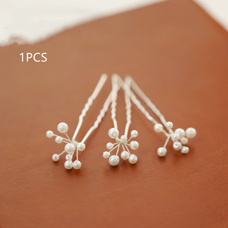 White imitation pearl bridal hair pin for low buns and braids