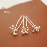 White imitation pearl bridal hair pin for low buns and braids