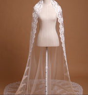 300 cm ivory cathedral veil with floral accents