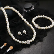 Classic three piece bridal jewelry set with crystal accent