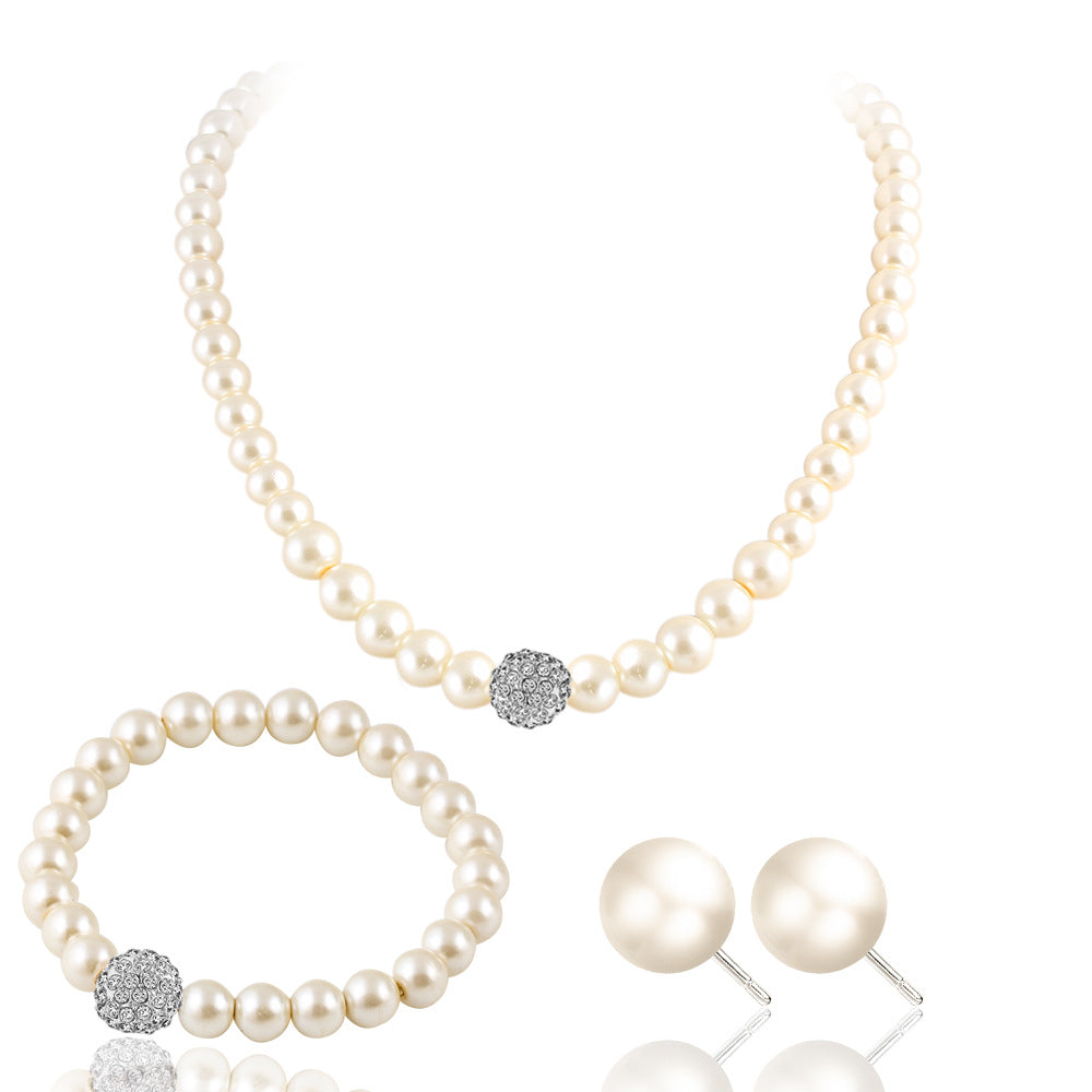 Margaux ivory pearl bridal necklace bracelet and stud earrings set