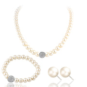 Margaux ivory pearl bridal necklace bracelet and stud earrings set
