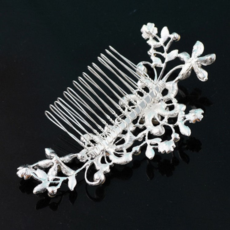 Camille floral hair comb with faux pearl accents for bridal hairstyles