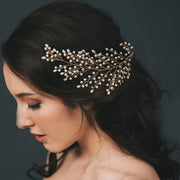 Elowen pearl branch bridal hair vine with delicate botanical styling