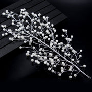 Romantic pearl branch wedding hair vine for half-up bridal hairstyles