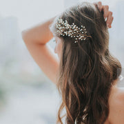 Flexible pearl-inspired bridal hair vine for updos and braided hairstyles
