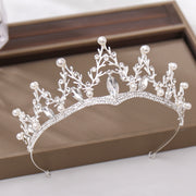 Vivienne silver-tone bridal tiara with botanical branches, pearl-inspired accents, and crystal-style details
