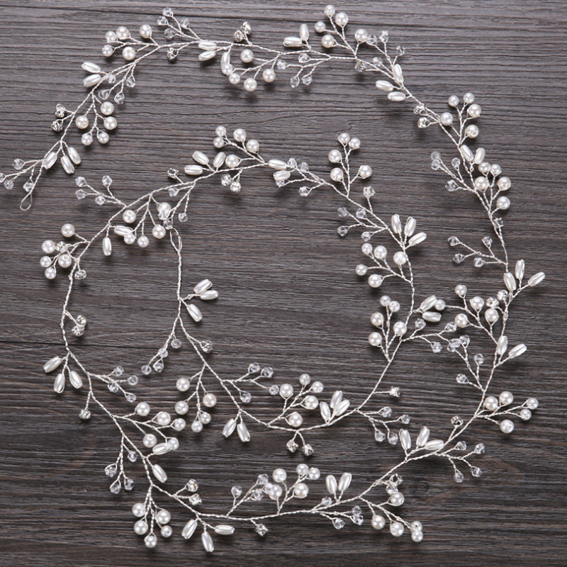 Crystal pearl bridal hair vine available in 50 100 and 150 cm lengths