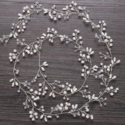 Crystal pearl bridal hair vine available in 50 100 and 150 cm lengths