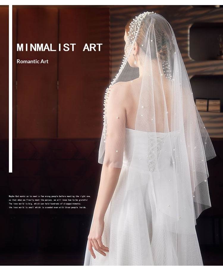 Amélie pearl accent bridal veil with comb