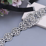 Sparkling wedding dress sash with adjustable white ribbon