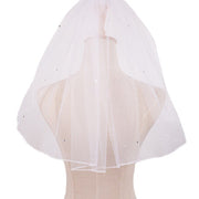 White short bridal veil with rhinestone accents