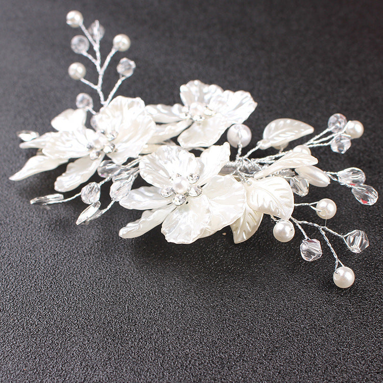Rosalie bridal hair accessory with pearl-inspired beads and blossoms