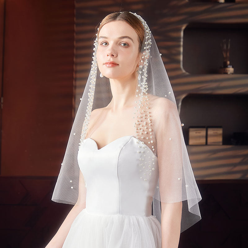 Amélie single layer pearl edge veil