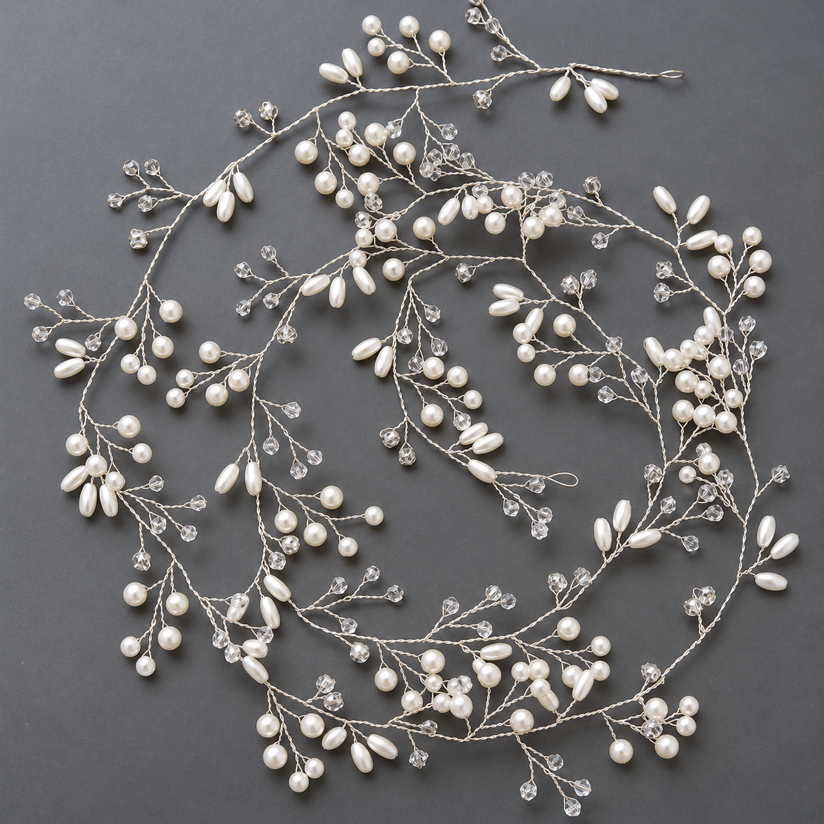 Bridal pearl and crystal hair vine — Celeste Crystal Pearl Bridal Hair Vine