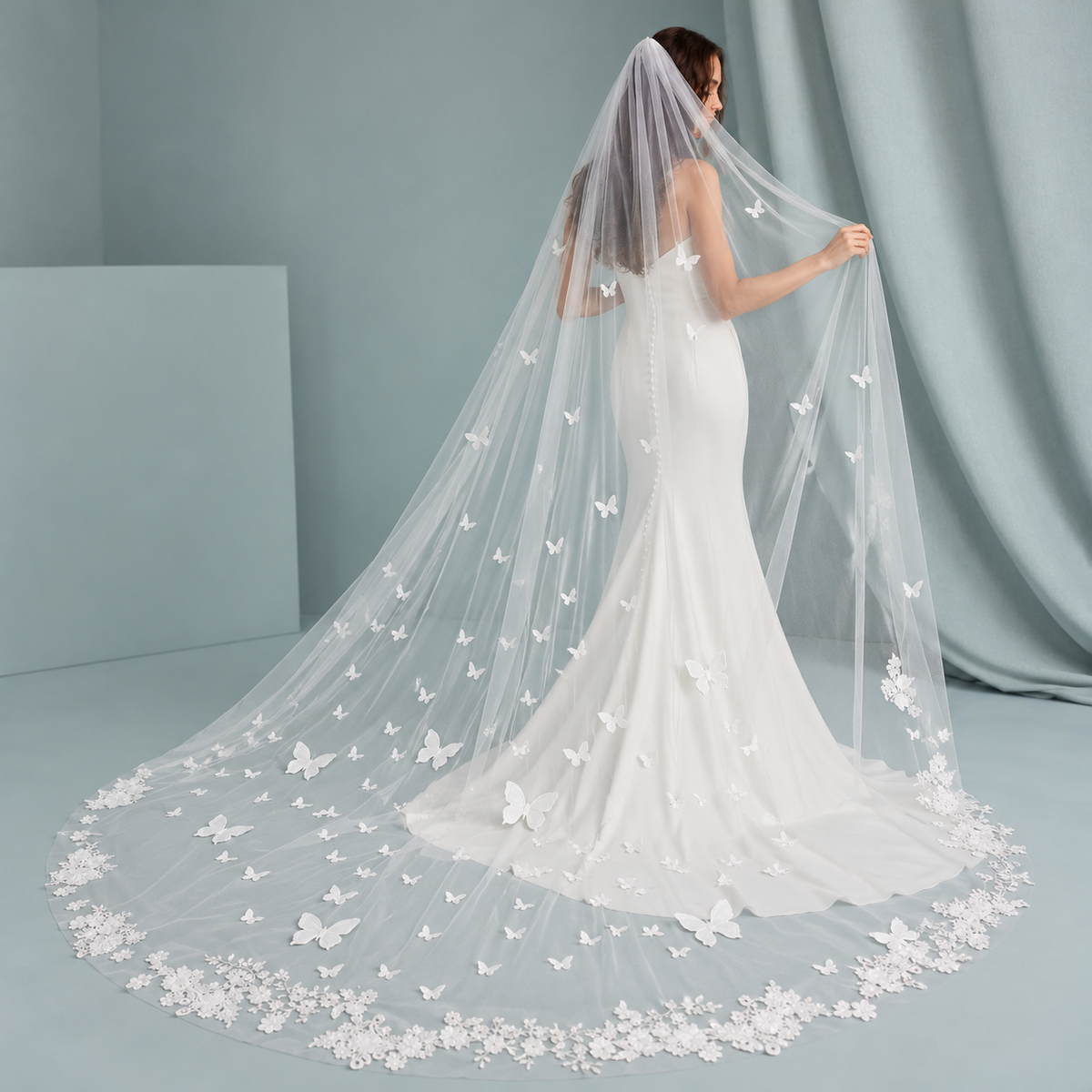Butterfly Veil Bridal Editorial — The Elara 3D Butterfly Cathedral Bridal Veil