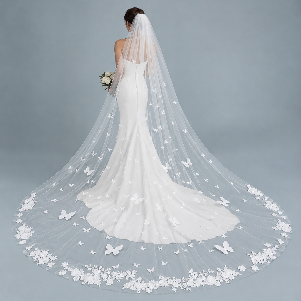 Butterfly Veil Bridal Portrait 1 — The Elara 3D Butterfly Cathedral Bridal Veil