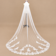 Cathedral Veil with Floral Lace Train — The Florence Floral Appliqué Cathedral Bridal Veil