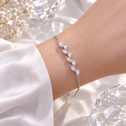 Delicate Marquise Gemstone Bracelet — The Delphine Crystal Leaf Bridal Bracelet
