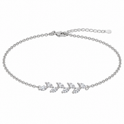 Delicate Silver Chain with Marquise Gemstones — The Delphine Crystal Leaf Bridal Bracelet