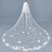 Elegant Butterfly Lace Cathedral Veil — The Elara 3D Butterfly Cathedral Bridal Veil