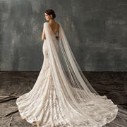 Ethereal lace bridal veil with delicate detailing, Seraphina cathedral style