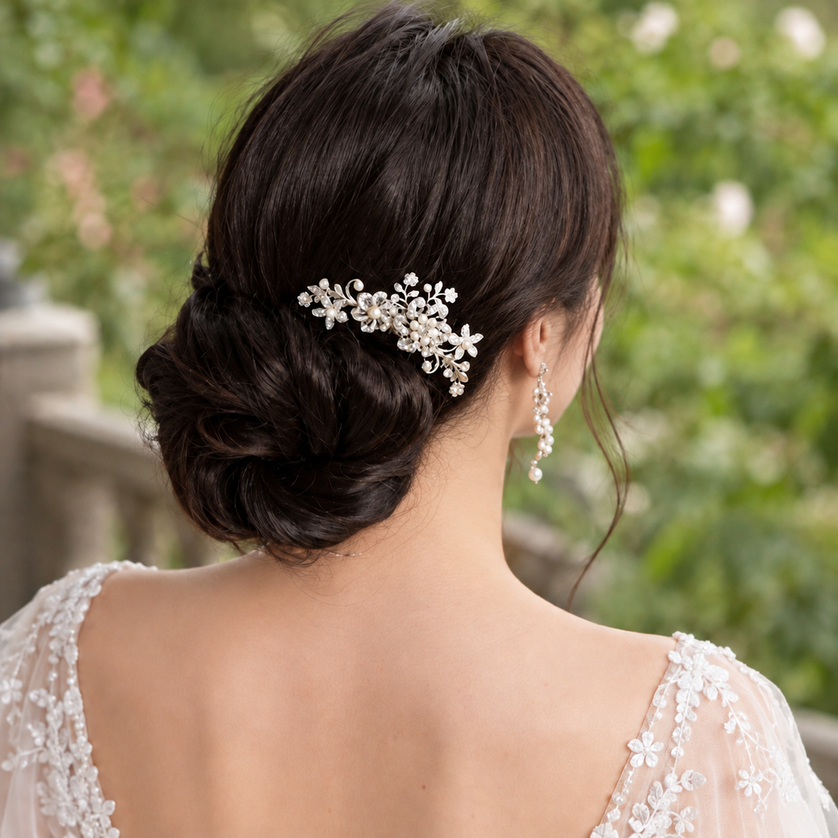 Camille pearl and crystal floral bridal hair comb