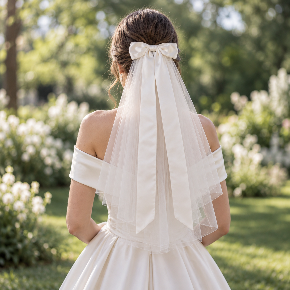 The Colette Satin Bow Bridal Veil