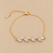 Gold Leaf Gemstone Bracelet — The Delphine Crystal Leaf Bridal Bracelet