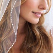 Intimate bridal veil portrait — Colette Crystal-Edge Fingertip Bridal Veil