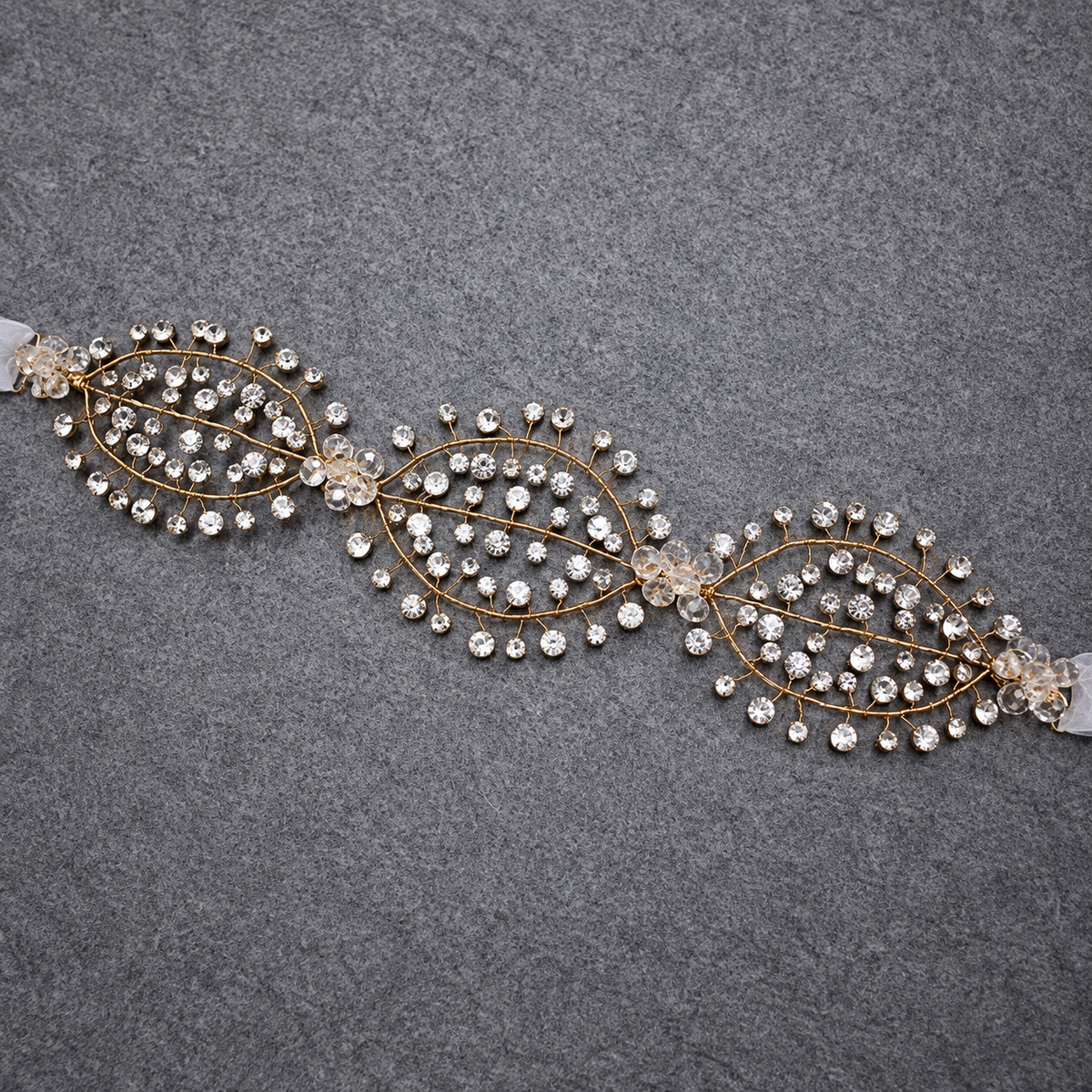 Gold vine bridal hair accessory with jeweled accents