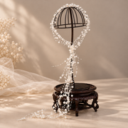 Pearl bridal cascade on vintage stand — Seraphine Silver Pearl Cascade Bridal Headpiece