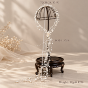 Pearl crystal bridal hairpiece display — Seraphine Silver Pearl Cascade Bridal Headpiece