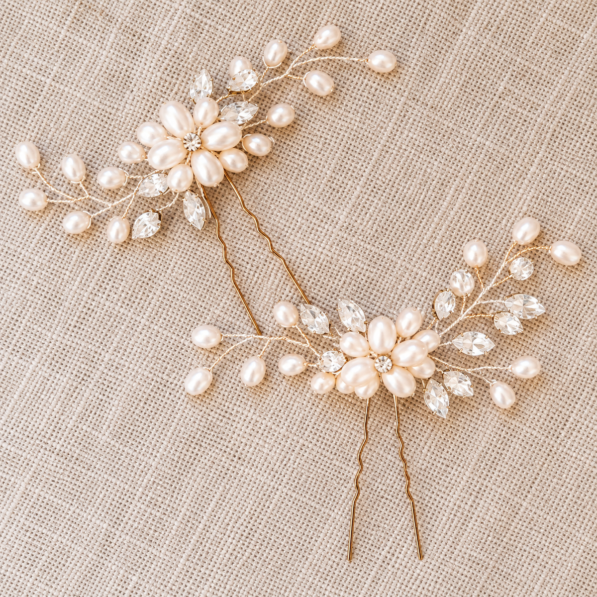 Pearl and crystal bridal hairpins — Odette Pearl & Crystal Bridal Hair Pin