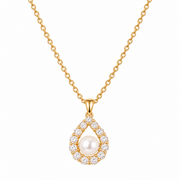 Pearl and Teardrop Gold Necklace — The Clara Pearl Pendant Necklace