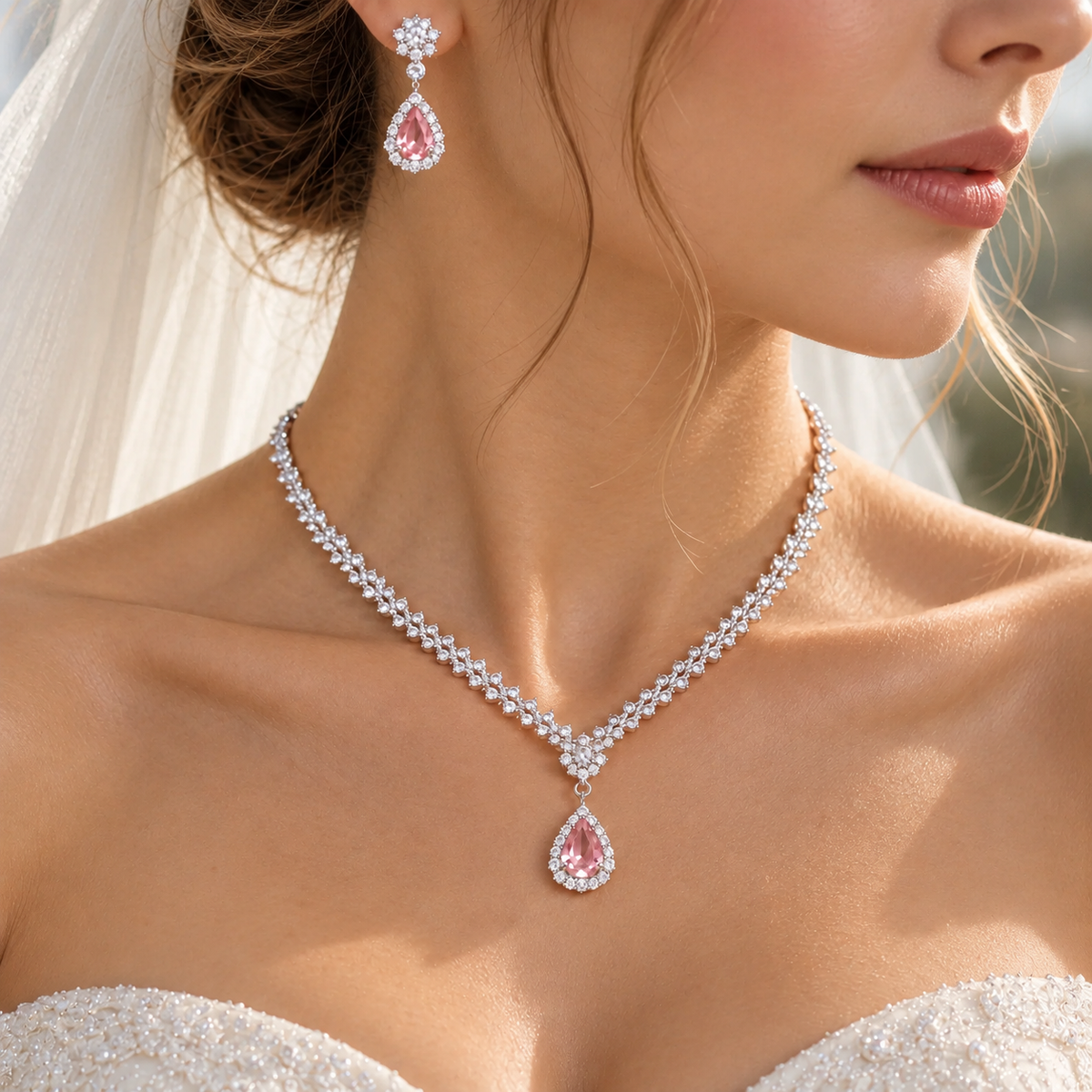 The Vivienne Crystal Teardrop Bridal Jewelry Set