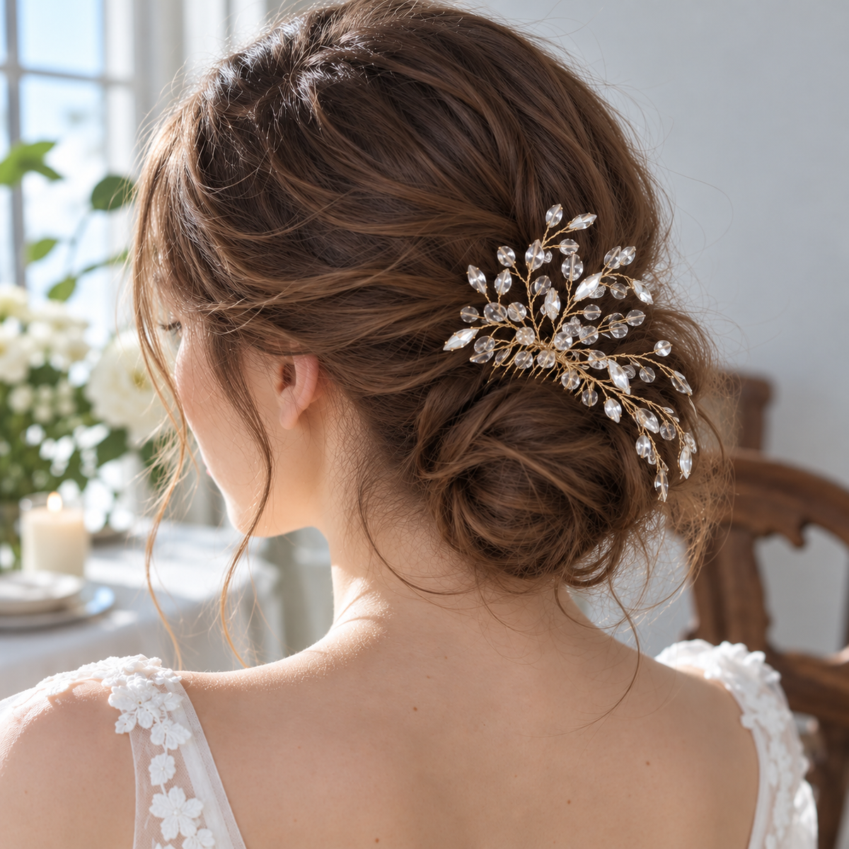 Crystal Leaf bridal hair comb