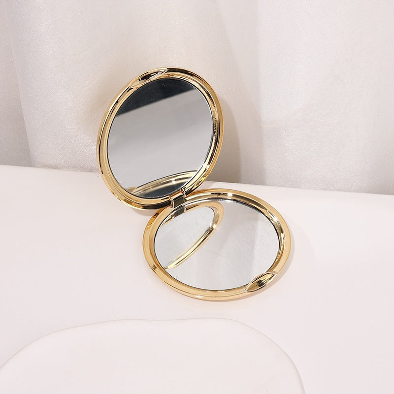 Double sided bridal compact mirror with metallic finish