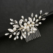 Gold or silver pearl bridal hair comb