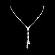 Seraphina silver-tone Y-shaped bridal necklace with sparkling crystal-style accents and cascading tassel drops
