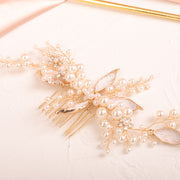 Lucienne pearl leaf wedding hair accessory