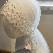 Giselle soft bridal veil with scattered pearl details